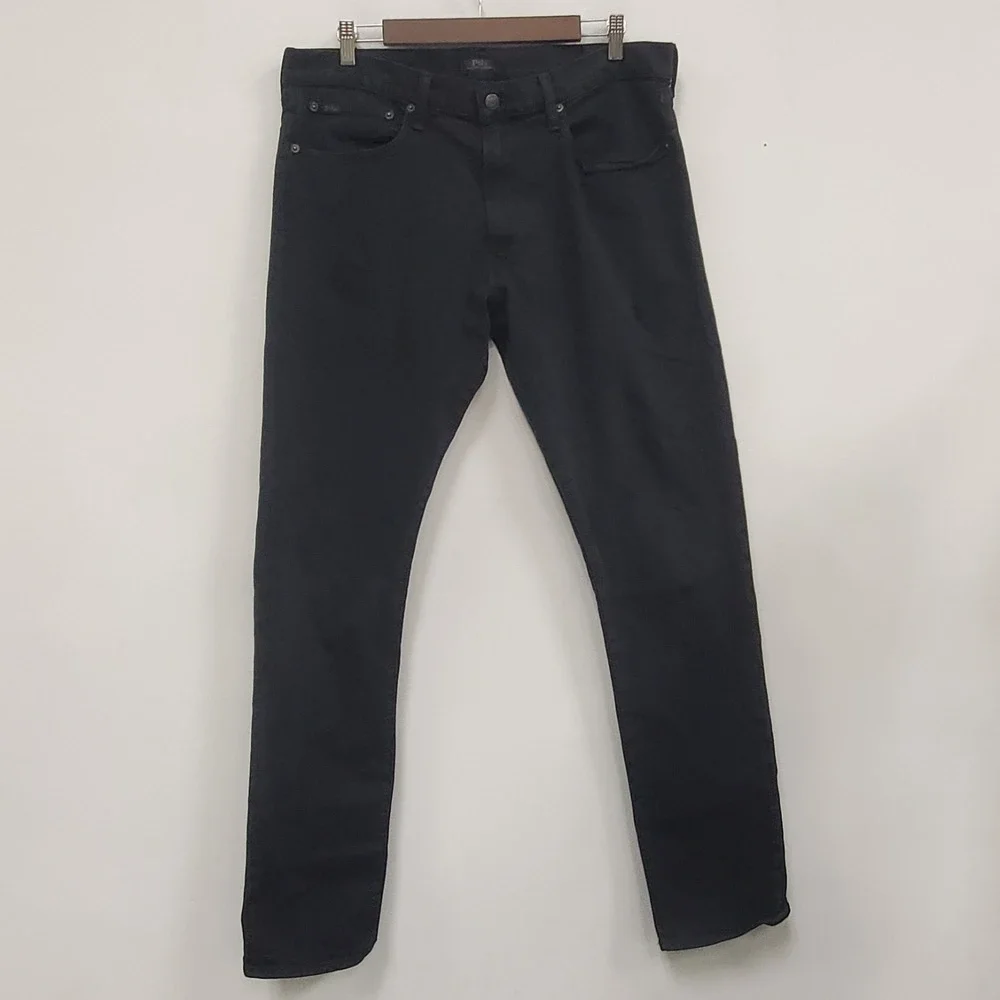 Polo‎ Ralph Lauren Mens Sullivan Slim Leg Pants Size 36 Black Flat Front Office